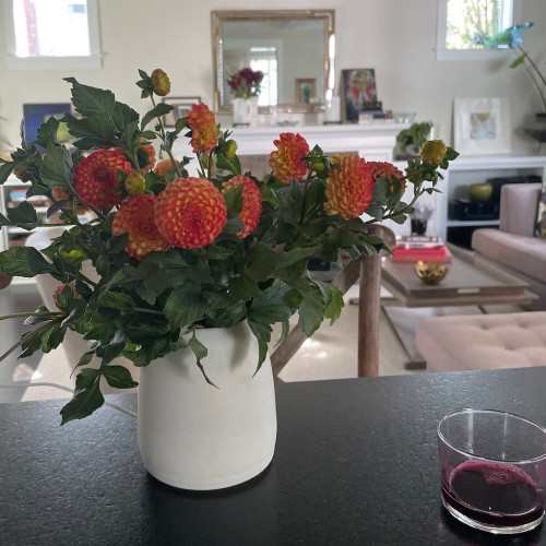Matte White Vase with Flowers